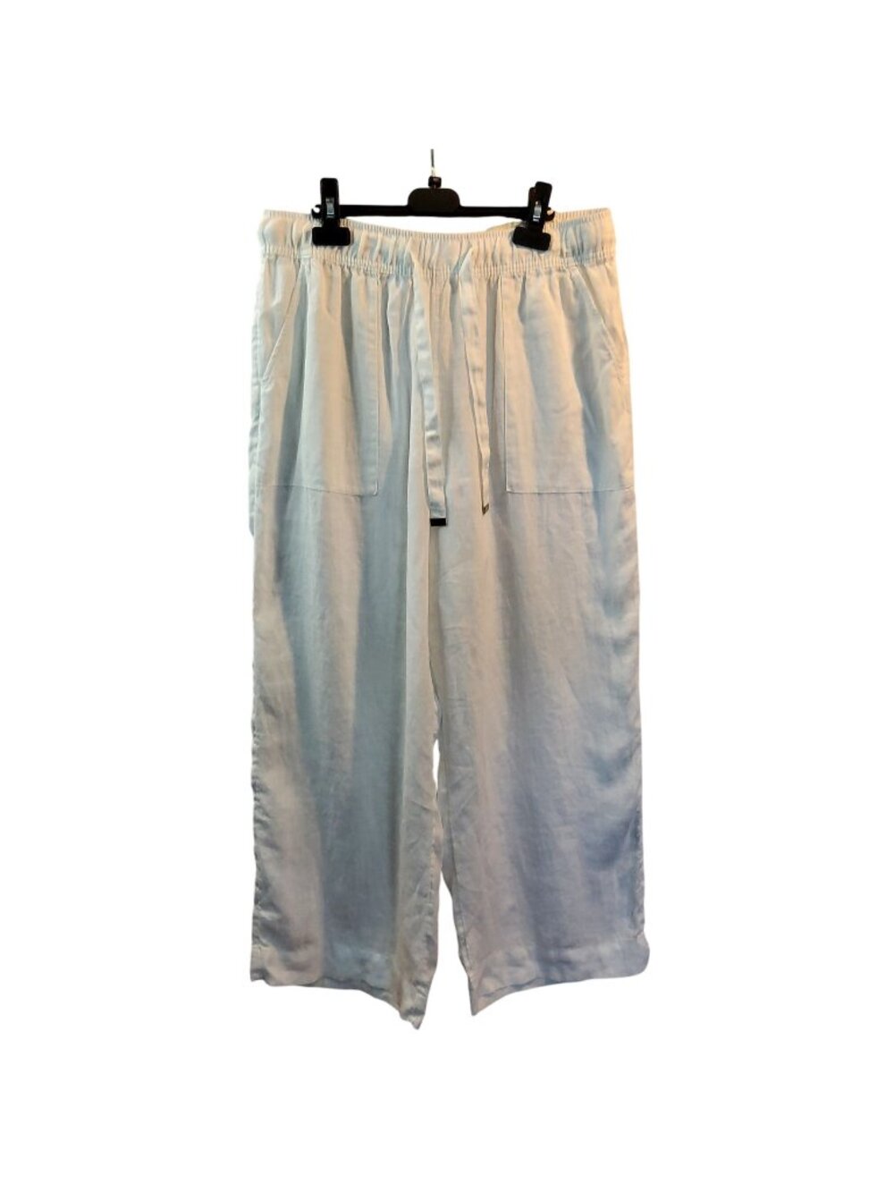 Joie 100% Linen Womens Wide-Leg Pants White Size L  two front pockets Drawstring